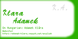 klara adamek business card