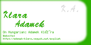 klara adamek business card